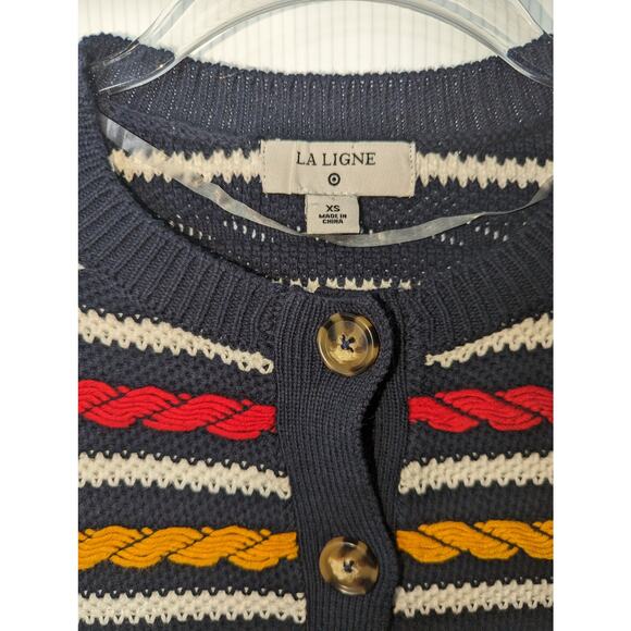 La Ligne x Target Multicolor Striped Cardigan Sweater XS NWOT Textured Knit - Picture 4 of 8